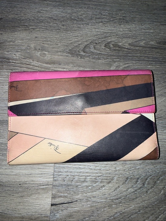 Emilio Pucci Handbags - Emilio Pucci Pink Multi Geometric Foldover Large Wallet (callouts in picture)